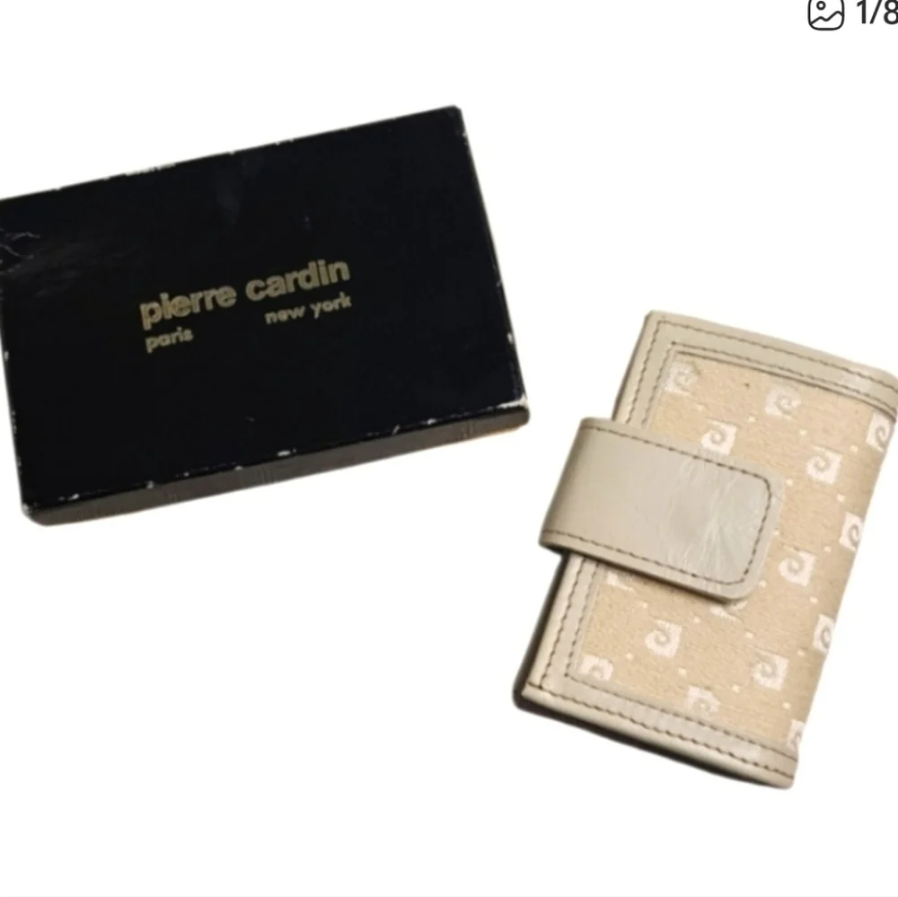Pierre Cardin Vintage Key Holder Leather Canvas Monogram 6 Ring New in Box